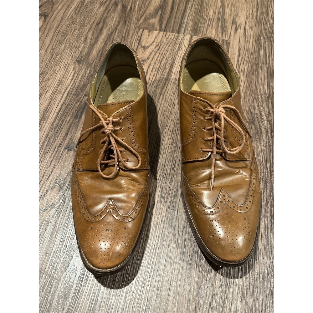 COLE HAAN Grand OS Mens Shoes Wingtip Oxford Leather Size 13 M Tan